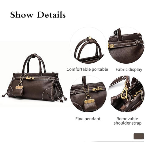 GELANNI – Kelly Bag for Women & Girls, Premium PU Handbag, Comes with Adjustable & Detachable Strap, with One Small Wallet, An Ideal Gift for Female -Dark Brown